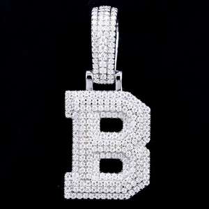 925 Silver Hip Hop Letter B <b>Pendant</b> with VVS <b>Moissanite</b> Diamond GRA Certificate Iced Out Trendy <b>Charm</b> Jewelry - Product Image 1