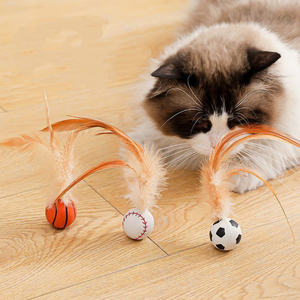 Pelota Elástica con Plumas para Gatos, Juguete Interactivo para Gatitos, Alivia el Estrés, con Catnip, Suministros para Gatos - Product Image 1