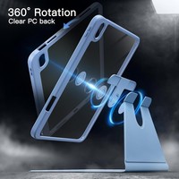 Étui rotatif à 360° pour iPad, coque transparente en TPU et PC, fine, avec support pour stylet, fonction veille automatique, compatible iPad Pro et Air