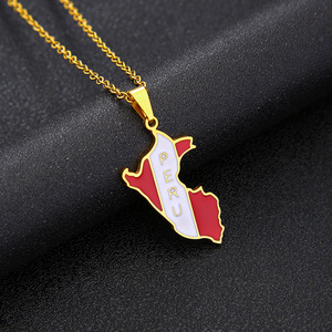 Nuevas llegadas Perú Mapa con bandera colgante collares para Mujeres Hombres Color <span class=keywords><strong>oro</strong></span>/plata Color Mapa de Perú joyería peruana - Product Image 5