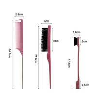 Ensemble de 3 brosses et peignes en gros peigne à queue de rat brosse de contrôle des bords double face pour fille femme