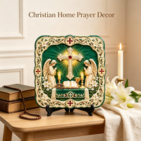 Targa Personalizzata in Resina per Adorazione Eucaristica, Angeli 3D, Croce, Calice, Arte Religiosa Cattolica, Regalo da Fabbrica