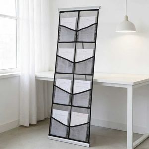 Organizador de Folletos Transparente con Malla, Soporte de Suelo con 8 Bolsillos para Agencias Inmobiliarias, Concesionarios de Automóviles, Catálogos de Productos - Product Image 1
