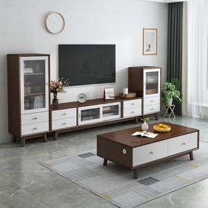Nordic Solid Wood Tv Cabinet And Coffee Table Set <b>Storage</b> Living Room Furniture - Product Image 2