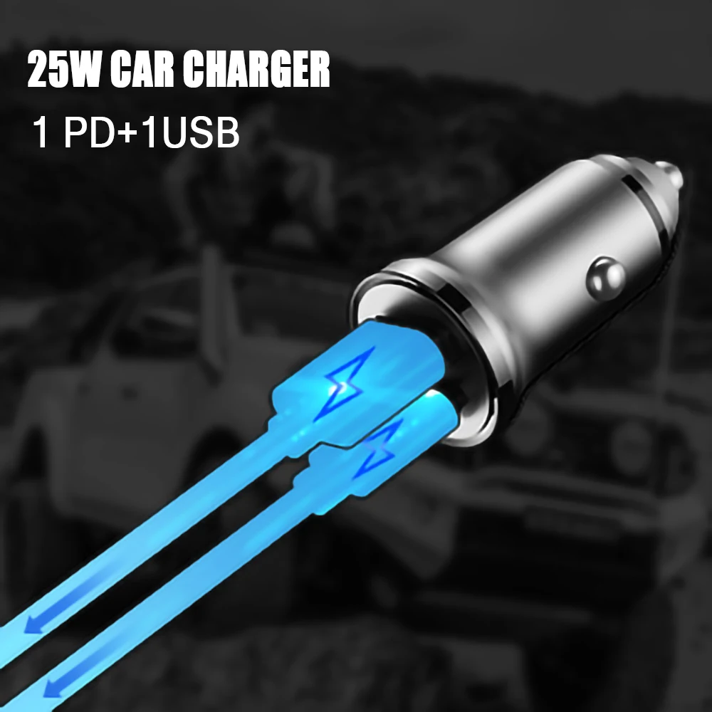 25W USB C Car Charger Quick Charge 3.0 PD Type C Charger 20W Fast Charging Car Phone Charger For iPhone Xiaomi Huawei