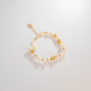 Women's Trendy <b>Gold</b> Plated <b>Bracelet</b> Natural Baroque <b>Pearl</b> with Beaded Design Silver <b>gold</b> plating + <b>pearls</b> Jewelry - Product Image 4