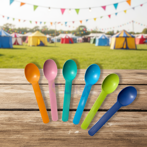 맞춤형 로고 일회용 아이스크림 스푼 생분해성 옥수수 전분 CPLA 소형 디저트 친환경 긴 손잡이 요거트 스푼 - Product Image 5