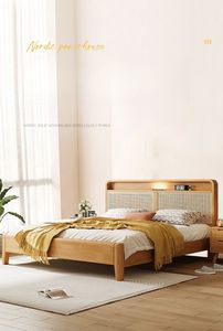 <span class=keywords><strong>Lit</strong></span> en rotin scandinave en bois massif, <span class=keywords><strong>lit</strong></span> plateforme en bois naturel avec tête <span class=keywords><strong>de</strong></span> <span class=keywords><strong>lit</strong></span> et rangement - Product Image 5