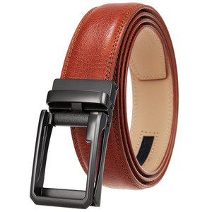 कस्टम लोगो काले भूरे रंग के बेल्ट स्ट्रैप डिजाइनर समायोज्य पट्टी स्वचालित शुद्ध वास्तविक चमड़े के बेल्ट बकल पुरुषों वास्तविक चमड़े के बेल्ट - Product Image 2