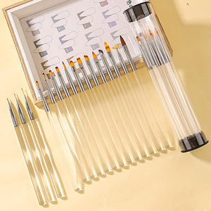 Lot de 16 pinceaux à ongles transparents avec manche, pour French Manucure, estompage, liner et peinture gel UV cristal - Product Image 1