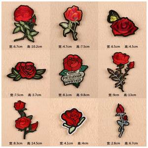 Classical <b>Iron</b> on Embroidery Red Rose Patch for Clothing Bags Decoration - Product Image 3