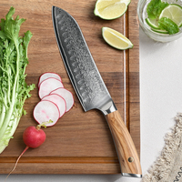 Couteau Santoku en acier Damas personnalisé, motif plume, couteau de chef japonais tranchant avec manche en bois de rose, couteau de cuisine professionnel
