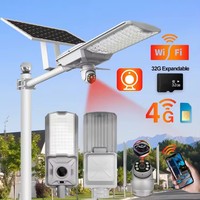 Lampu Jalan Tenaga Surya Luar Ruangan Berdaya Tinggi 400.000-piksel 4G IP65 Tahan Air Kamera Kubah ABS LED SMD Pemantauan Taman Gudang