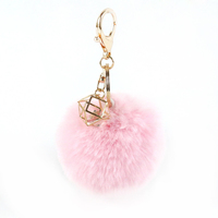 Usine En Gros Personnalisé Noël Pompon Moelleux Doux 8cm Faux Lapin Boule De Fourrure Porte-clés