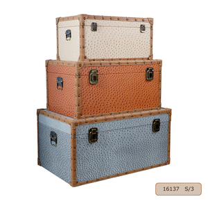 Cổ Điển Hình Chữ Nhật Thân Gỗ Và Lưu Trữ Tủ Hộp Đặt Baul Với PU Da Bề Mặt Cho Trang Trí Nội Thất - Product Image 1