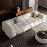 Canapé en cuir de Style crème français Salon Chaise Concubine Italien Simple Puff Cube Down Cloud Canapés modulaires modernes