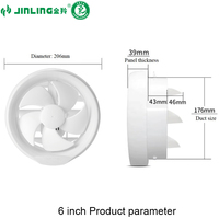 Ventilateur extracteur axial en plastique JINLING pour toilettes, ventilateur d'extraction à moteur DC monté sur fenêtre pour la ventilation domestique