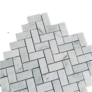 10mm Carrera white marble back splash for kitchen peel and stick