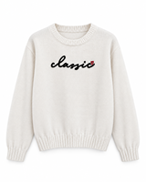 Pull en tricot pour femme en laine et acrylique, à col rond, avec blocs de couleur et lettres, anti-rides, pour l'automne