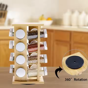 Premium 4 5 -Tier Round Natural Bamboo Rotating Spice 20 Frascos Estante giratorio Organizador Estante gira <span class=keywords><strong>para</strong></span> utensilios de cocina de conveniencia - Product Image 4