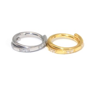 Anneaux de nez en acier inoxydable avec zircon géométrique incrusté, serti en canal, bijoux de piercing, cadeau - Product Image 3