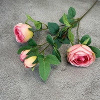 Fleurs artificielles, rose à 4 têtes, rose thé, décoration de salle de mariage, décoration de table de salon, décoration de fête et d'événement