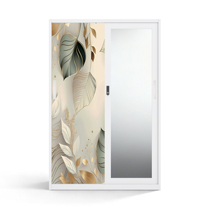 Armoire en acier à motifs avec miroir et portes coulissantes 1200 mm - Product Image 1