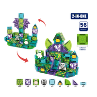 56PCS Hewan Padang Rumput Ubin Magnetik ABS Blok Bangunan Magnet STEM Mainan Edukasi DIY untuk Anak Usia 3 Tahun ke Atas