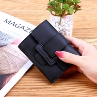 Dompet wanita Korea versi baru warna polos dengan tali serut, diskon 30%, dompet koin wanita, clutch, dompet pendek pelajar, model tipis