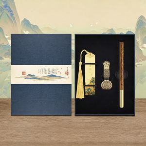 Promotion Customizable Business Chinese Style Cultural and Creative Metal Handmade Diverse Gifts <b>Bookmarks</b> Office Pens Gift Sets - Product Image 1