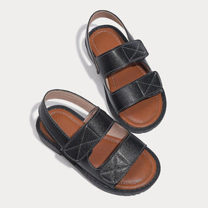 Sandales plates décontractées d'été en cuir pour enfants, personnalisables, pour garçons et bébés, anti-dérapantes, vente en gros - Product Image 1