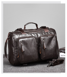 Bolsa de lona Unisex de moda de PU impermeable de gran capacidad multiusos, bolso de negocios todo en uno, mochila de ocio, viaje - Product Image 3