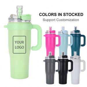 Wholesale 40 Oz <b>Double</b> <b>Wall</b> Vacuum Insulated Stainless Steel Travel <b>Mug</b> Tumbler Lid Straw Back School Gift Cup Leak-Proof - Product Image 2
