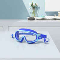 Protection anti-buée Entraînement aux sports nautiques Lunettes de natation à grand cadre Lunettes de natation en silicone pour enfants avec bouchon d'oreille