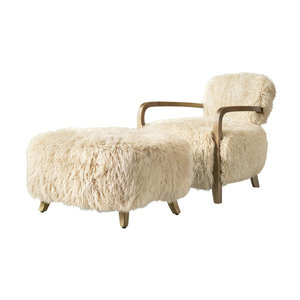 Banco de entrada delgado de piel de oveja natural <span class=keywords><strong>con</strong></span> almacenamiento de zapatos, asiento moderno de lujo para sala de estar, otomana Yeti para sillón lounge - Product Image 2