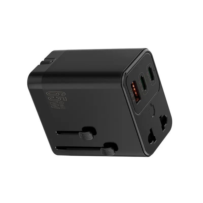 GaN 65W seyahat adaptörü ile 3 Usb bağlantı noktası evrensel AC adaptörü İngiltere/ab/abd/AU/KR tak PD hızlı adaptör