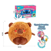 Mainan Bola Plush Tiup Lipat dengan Pompa Udara Manual, Mainan Hewan Kartun Boneka Tiup, Bola Pantul Plush untuk Bermain di Rumah