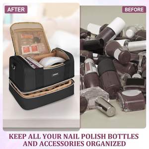 Échantillon gratuit étui de transport pour vernis à ongles en nylon, ensemble complet de trois couches, organisateur de rangement, grande capacité, 90 bouteilles - Product Image 3