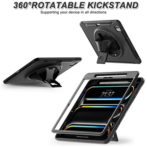 Chống sốc Heavy Duty ruggedized trường hợp đối với <span class=keywords><strong>iPad</strong></span> Pro 13 M4 2024 phổ trường hợp 360 xoay cầm tay đứng - Product Image 5