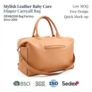 Vente en gros grand sac à couches en cuir végétalien imperméable multifonctionnel maman couche sac à dos bébé nouveau-né sacs à dos de voyage - Product Image 1