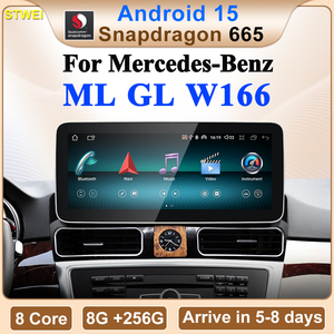 Lecteur multimédia automobile Android 14 CNSTWE Qualcomm 665 12,3 pouces avec GPS DSP compatible avec Mercedes-Benz ML GL W166, CarPlay Android - Product Image 2