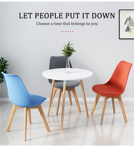 Muebles modernos de lujo para el hogar, patas de madera, cojín de cuero, sillas de comedor de plástico de <span class=keywords><strong>tulip</strong></span>án nórdico, superventas - Product Image 6