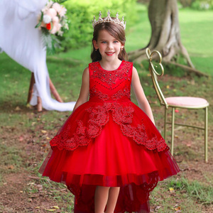 Vestido de princesa para niños, falda tutú de encaje fucsia con corte en A, escote corazón - Product Image 3