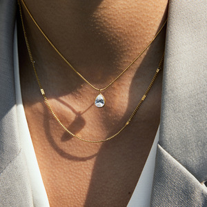 สร้อยคอจี้รูปหยดน้ำสแตนเลส เครื่องประดับรูปทรงหยดน้ำสำหรับฤดูใบไม้ร่วงฤดูหนาว สร้อยคอแฟชั่น - Product Image 3