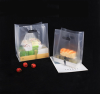 Sac à pain personnalisé avec logo découpé, en plastique recyclable, fond carré, fermeture à bouton pour boulangerie, aliments en conserve, lait, sushis, salades