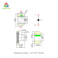Émetteur infrarouge fiable Shengtian 1206 à lentille dôme 3.2x1.6x1.95mm 850/940nm, angle de vision 30°, certifié CE pour télécommande