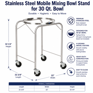 Stainless Steel Portable Mixing Bowl Container Sturdy Bearing Structure Practical Catering <b>Kitchen</b> Mobile Placement - Product Image 4