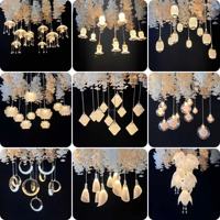 Lustre LEDA personnalisé à 10 têtes en forme de fleurs de citrouille, suspension de plafond en plastique avec fleurs de lys pour décoration de plafond de mariage