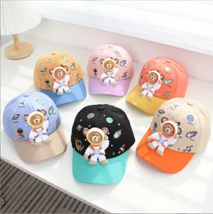 หมวกแก็ปสำหรับเด็ก,หมวกเบสบอลลายการ์ตูนอวกาศหมีสไตล์เกาหลีสำหรับเด็กหมวกแก๊ปกันแดดสำหรับเด็กปี2022