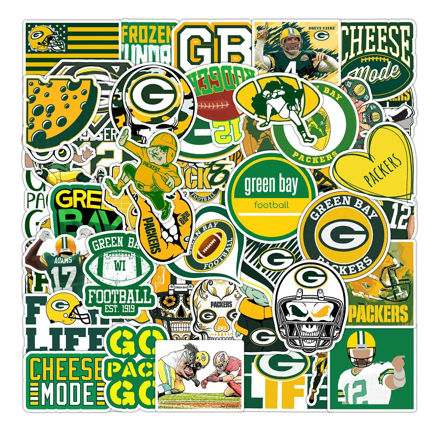 - Green Bay Packers USA Football Team Stickers for Water Bottles,Vinyl Waterproof Sport Stickers - 50 pcs
